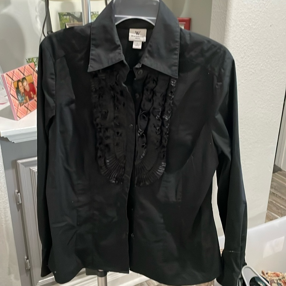 TUXEDO BLACK button up dress shirt!